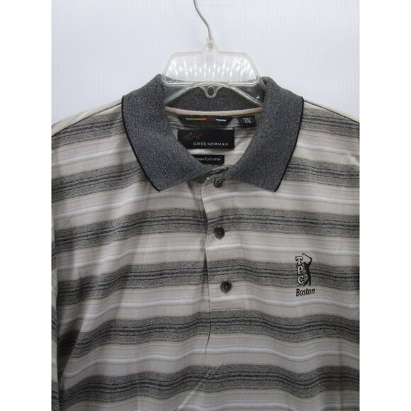 Greg Norman Polo Shirt Large TPC Boston Golf Club Striped Logo Cotton - Picture 2 of 11